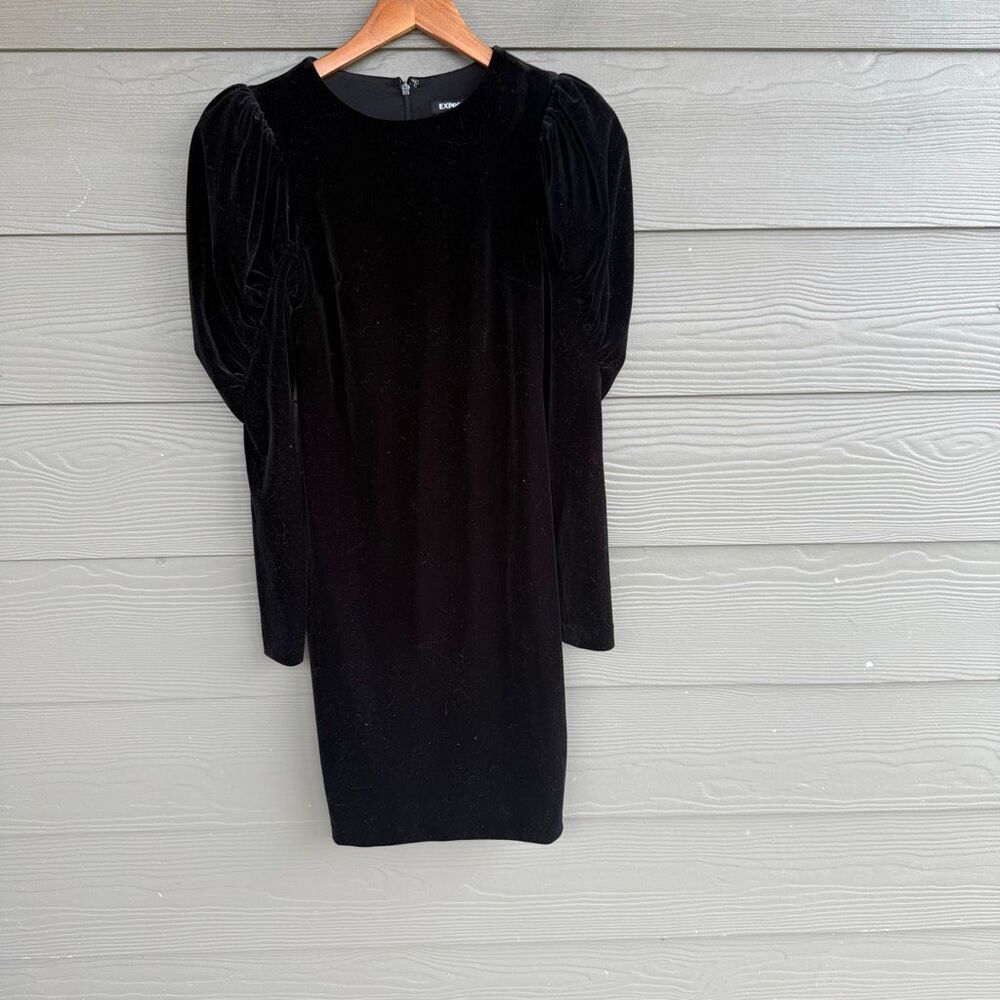 Express Balloon sleeve velvet mini dress